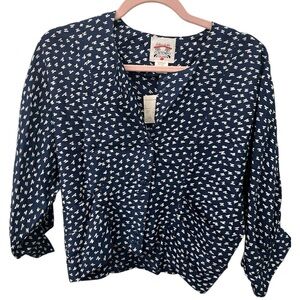 Vintage 90’s Contempo Casuals Blouse NWT Blue Patterned Women's Top SMALL
